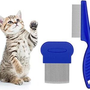 2 Pcs Pet Comb for Cat Dog Flea Lice Tear Stain Remover Combs Fine Tooth Grooming Removal Tool